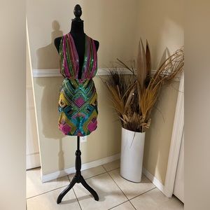 Sequin mini dress- multi color size large